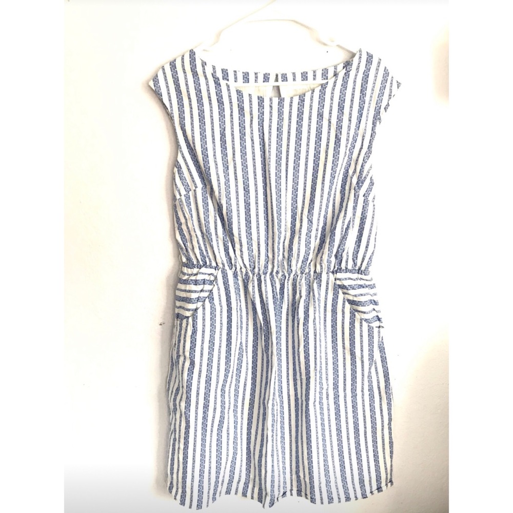 Merona L blue and white stripe dress